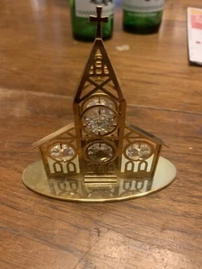 Crystal Delights 24k Gold Plated Austrian Made In USA school house - Picture 1 of 2