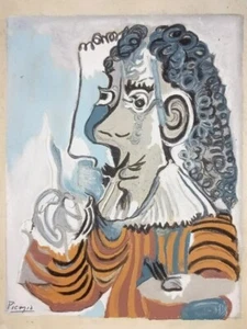 COA + Pablo Picasso Art Drawing Vintage Painting Singed Original on Paper - Picture 1 of 6