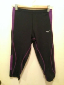 MIZUNO BG 3000 Womens 3/4 Tights Exercise Pants In Black Size M - Picture 1 of 9