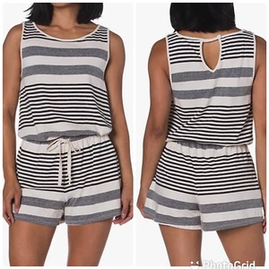 Michael Stars Kylie Bay Stripe Sleeveless Drawstring Waist Boat Neck Romper NWOT - Picture 1 of 9
