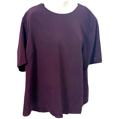 Maggie Barnes Short Sleeve crewneck Blouse Size 1X (16) Burgundy - Image 1 of 4