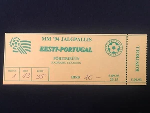 FIFA WC 1994 qualifying match FULL TICKET Estonia Portugal RUI COSTA 2nd goal !! - Picture 1 of 5