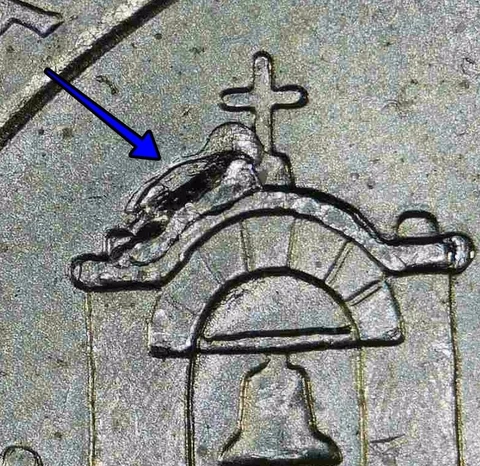 Nice Size Die chip on Belltower - 2019 San Antonio Missions ATB Quarter Cover