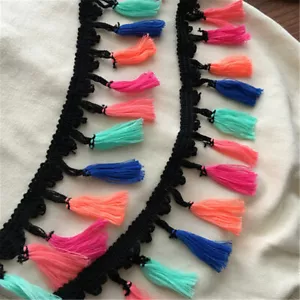 1 Yard ethnische Fransen Spitze Borte Band Quaste Stickerei Kleidung zum Selbermachen Nähen Handwerk - Bild 1 von 6