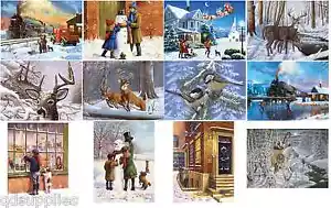 12 DESIGNS CHRISTMAS SNOW SCENES FESTIVE PAINTINGS A3 & A4 PAINT BY NUMBER KITS - Picture 1 of 23