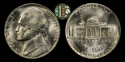 1974 Jefferson Nickel 5c - PCGS GRADED MS65 Gold Shield - Image 1 of 4