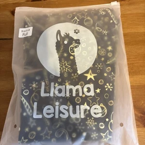Ladies Llama Leisure Pants Full Length Black/Gold Festive Magic Size 6/8 New - Picture 1 of 13