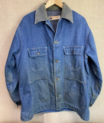 Chaqueta vaquera vintage BIG MAC 2XL forrada con manta abrigo de granero cuello de pana Foto 1 de 4