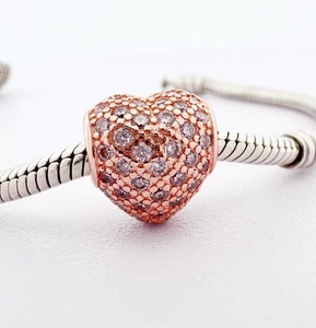 Dije Corazón Amor Oro Rosa Cuentas Genuinas Plata de Ley 925 💖 - Imagen 1 de 5
