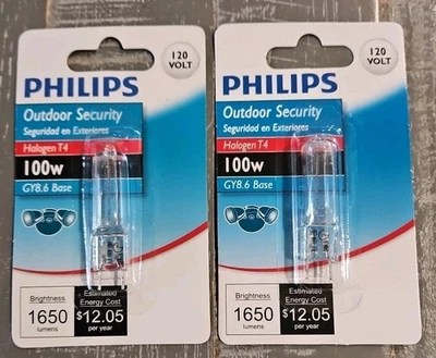 Philips 100W 120V Clear GY8.6 Base T4 Light Bulb Outdoor Security Special (2) - Image 1 of 2