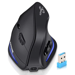 MOUSE VERTICALE WIRELESS 2 4GHZ 4800 DPI 6 LIVELLI REGOLABILI PORTA USB ERGONOMI - Foto 1 di 24