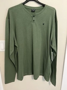 Camisa Hurley Dri-Fit H2O Dri Slub Henley para hombre, verde, manga larga, nueva con etiquetas, X-grande - Imagen 1 de 5
