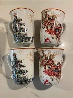 Juego de 4 tazas de café Williams Sonoma TWAS THE NIGHT Before Christmas NUEVO EN CAJA Foto 1 de 4