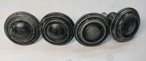 4er Set Vintage schwarze runde Schubladenknöpfe Schrankgriffe Möbelbeschläge - Bild 1 von 3