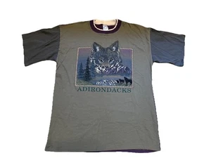 T-Shirt Vintage Lupi Color Block Adirondacks Montagne Lupo Montagna Taglia XL - Foto 1 di 5