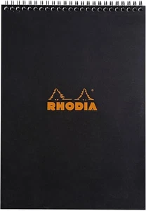 RHODIA 185019C A4 Spiral Notebook – 80 Lined Detachable Sheets, Black Cover - Picture 1 of 5