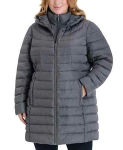 Michael Kors V3318 Plus Size Hooded Packable Down Gray Puffer Coat Size 2X - Picture 1 of 1