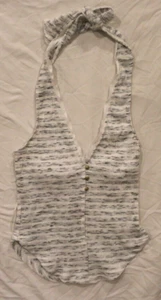 Anthropologie PILCRO Top Womens XS White Henley Halter Ribbed Tie Heather XS - Picture 1 of 9