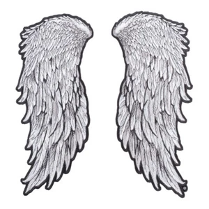 Parche de alas de ángel divididas grises con plumas, parches traseros de alas de ángel - Imagen 1 de 5