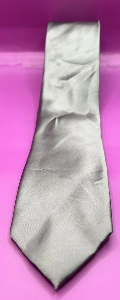 Corbata Alfani plateada maciza delgada para hombre hecha a mano usada en excelente estado Foto 1 de 4