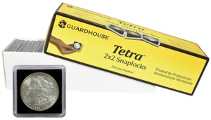 25 Pack Guardhouse Silver Large Dollar 2x2 Tetra Snaplock Coin Holders - Picture 1 of 1
