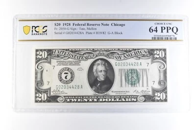 1928 $20 Chicago IL FRN Fr#2050-G Choice Unc 64 PPQ PCGS *6053 - Image 1 of 3
