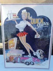 Quick Service Hot Rod Grill Drawn By Trosley Poster Print Art Garage 24" by 32" - Picture 1 of 2