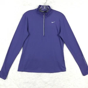 Nike Womens Jacket Running Half Zip Purple Reflective Swoosh Lightweight M - Picture 1 of 14