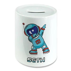 Personalised Dabbing Astronaut Money Box Custom Piggy Bank Savings Jar Kids Boys - Foto 1 di 2