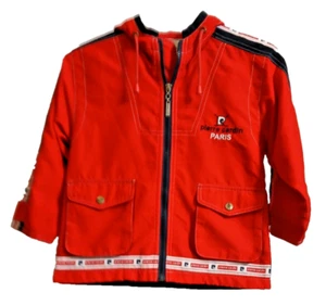 VTG pierre cardin Small Boy's Red Hooded Lightweight Zip Front Jacket w/Pockets - Picture 1 of 12