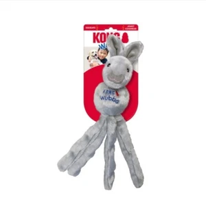 Kong Wubba Friends Grey Bunny Small Plush Squeaky Dog Toy - Picture 1 of 4