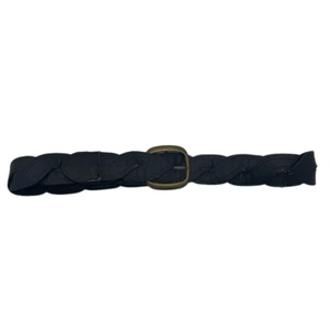 Woven Black Leather Belt - Picture 1 of 5