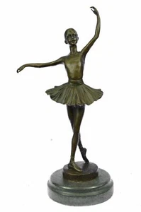 Hot Cast Signed Young Girl Ballerina Ballet Dancer Bronze Sculpture Figurine - Picture 1 of 7