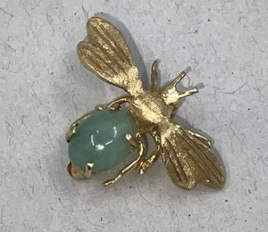 Neu 14K JADE Insekt Anhänger Brosche - Bild 1 von 5