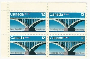 Canada 12 cent stamps 1977 Block MNH # 737 Peace Bridge - Picture 1 of 1