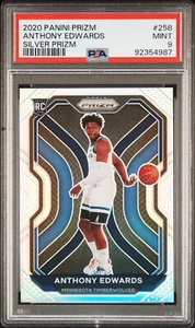 Prizm Anthony Edwards Silver Prizm Rookie RC #258 2020-21 PSA 9 MT Timberwolves - Imagen 1 de 2