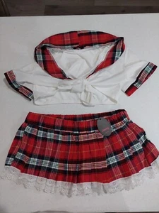 NUEVO Conjunto Top y Falda a Cuadros Adome Ligirie Escuela Niña Marinera Talla M Rojo Nuevo con Etiquetas - Imagen 1 de 12