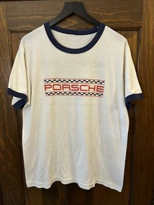 Vintage 70’s Porsche T-shirt Rare Large Ringer Road Racing Center Lime Rock Park - Picture 1 of 4
