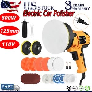 Car Polisher Buffer Sander 800W Auto Polishing Machine + 5" Pad Bonnet Kit Set - Picture 1 of 15