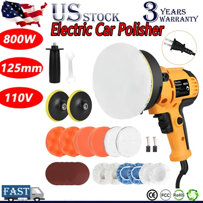Lixadeira tampão polidora de carro 800W máquina de polimento automática + kit capota almofada 5" conjunto - Imagem 1 de 4