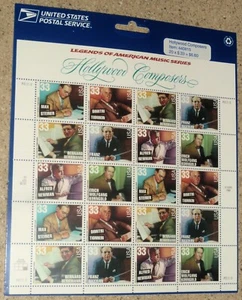 US 33¢ Hollywood Composers 1998 Postage Stamp #3339-44 Full Sheet USPS Sealed - Picture 1 of 3