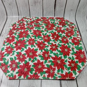 COUNTRY COTTAGE SET/6 CHRISTMAS HOLIDAY POINSETTIAS REVERSIBLE Vinyl PLACEMATS - Picture 1 of 2