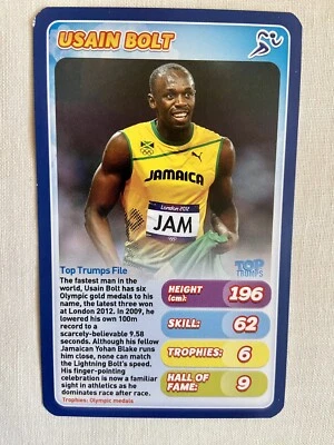 Tarjeta Usain Bolt 🇯🇲- Atletismo - Top Trumps - Turbo Stars ESTRELLAS - RARA Foto 1 de 4
