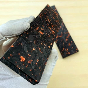 2pcs Orange&Black Forged Carbon Fiber Resin Handle Blanks Scales For Knife - Picture 1 of 8