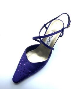 Caparros Heels Womens Size 7M Purple Shoes Strappy Sequin Silk Formal Prom