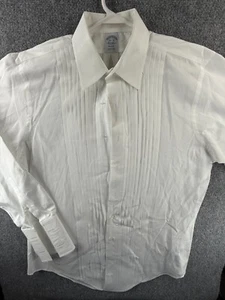 Brooks Brothers 16.5 35 White Formal Tuxedo Shirt Front Pleated Regent Cotton - Picture 1 of 20