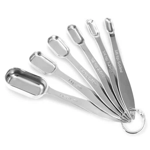 6 Pack Stainless Steel Spice Measuring Spoons Set for Dry or Liquid Ingredients - Picture 1 of 8