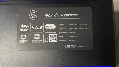 MSI GE66 Raider 10SGS 15.6" (1TB SSD , Intel Core i7 10th Gen., 5.10GHz,... - Image 1 of 4