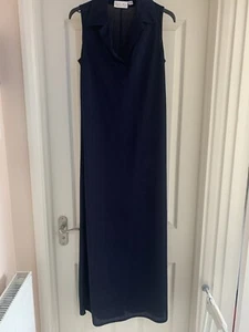 Charlotte Halton Navy Blue Sleeveless Long Shift Dress - Size 10 - Picture 1 of 4