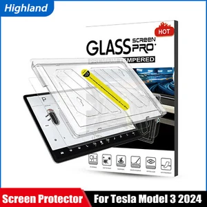 For Tesla Model 3 Highland 2024 Tempered Glass Clear Screen Protector 2 Pcs New - Picture 1 of 8